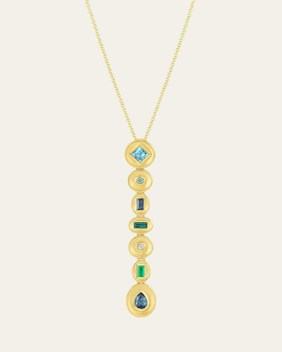 18K Gold Stardust Bezel Lariat Necklace